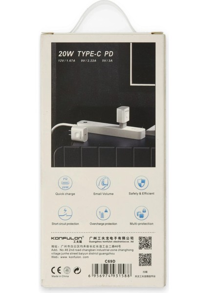 Sptrns Konfulon C69D 20W Type-C Çıkışlı Pd Şarj Cihazı modelleri