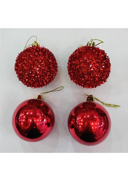 Sptrns 16 Adet Kırmızı Renkli Cici Top Yılbaşı Ağaç Süsü-Kırmızı modelleri
