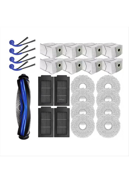 Ecovacs Deebot T30C Omni ve T30C Pro Omni Elektrikli Süpürge Ana Fırça Paspas Pedleri Toz Torbası Yan Fırçalar Için 25 Adet Yedek Parça (Yurt Dışından)