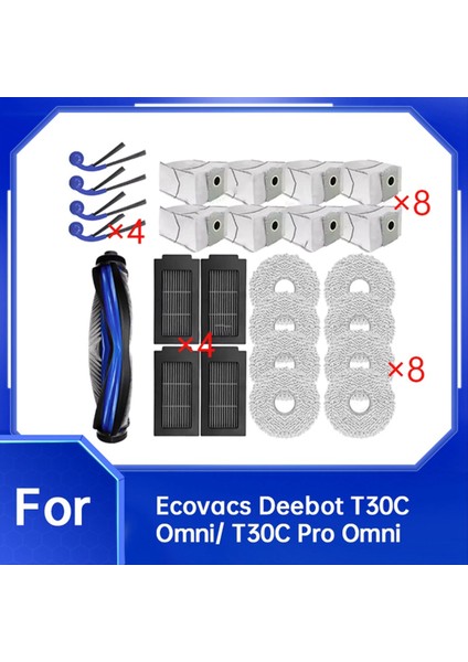 Ecovacs Deebot T30C Omni ve T30C Pro Omni Elektrikli Süpürge Ana Fırça Paspas Pedleri Toz Torbası Yan Fırçalar Için 25 Adet Yedek Parça (Yurt Dışından) modelleri