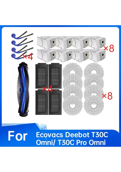 Ecovacs Deebot T30C Omni ve T30C Pro Omni Elektrikli Süpürge Ana Fırça Paspas Pedleri Toz Torbası Yan Fırçalar Için 25 Adet Yedek Parça (Yurt Dışından) fırsatları