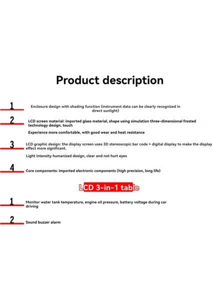 Araba Modifiye LCD 3'ü 1 Arada Su Sıcaklık Göstergesi Yağ Basınç Göstergesi Voltmetre W 10MM Su Sıcaklık Sensörü + Npt1/8 Yağ Basınç Sensörü (Yurt Dışından) fırsatları