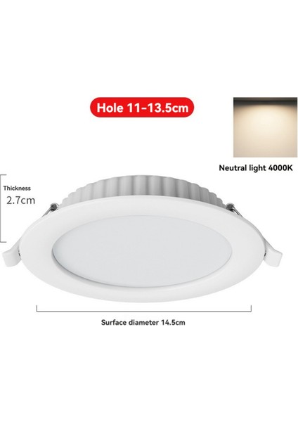 Adet 12W LED Gömme Yuvarlak Tavan Spot Işığı Nötr Işık (Yurt Dışından) indirimleri