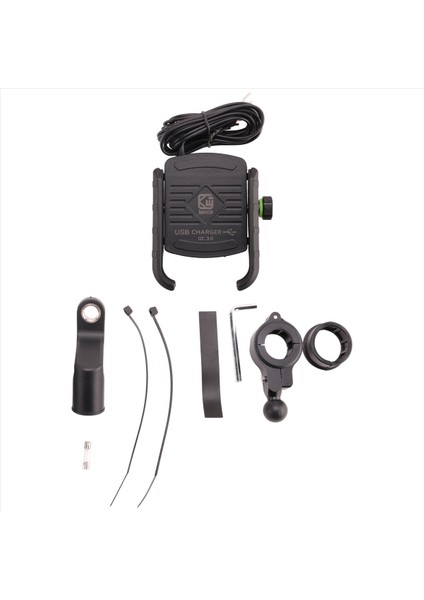 Kewiq Qc3.0 USB Hızlı Şarjlı Alüminyum Alaşımlı Motosiklet Telefon Tutucu USB Şarj Cihazı ile 360 Derece Dönebilen Motosiklet Cep Telefonu Tutucu Montajı (Yurt Dışından) fiyatları