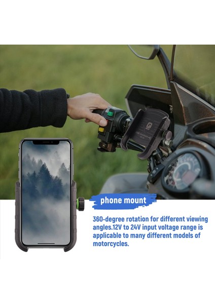 Kewiq Qc3.0 USB Hızlı Şarjlı Alüminyum Alaşımlı Motosiklet Telefon Tutucu USB Şarj Cihazı ile 360 Derece Dönebilen Motosiklet Cep Telefonu Tutucu Montajı (Yurt Dışından) indirimleri