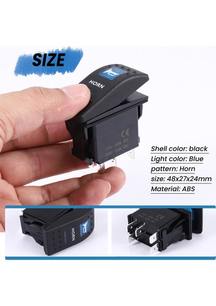 Mavi Işık Korna Desenli LED 12V/20A 24V/10A 5 Pinli Salıncak Anahtarı Araba Tekne (Yurt Dışından) fırsatları