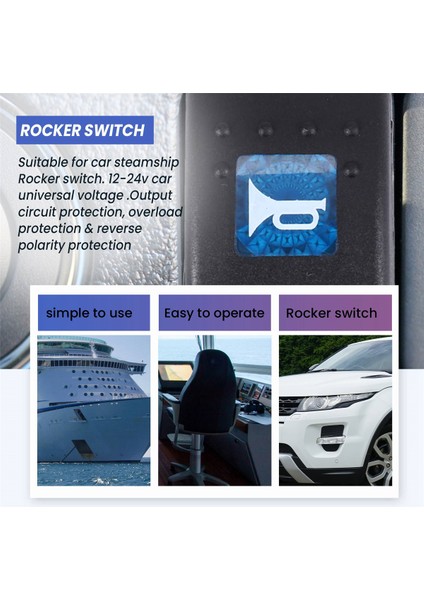 Mavi Işık Korna Desenli LED 12V/20A 24V/10A 5 Pinli Salıncak Anahtarı Araba Tekne (Yurt Dışından) indirimleri