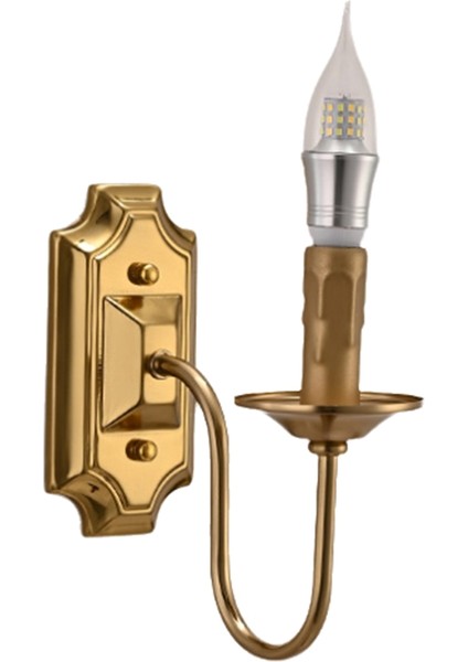 3W Vintage Şamdan Duvar Apliği E14 Taban Metal Duvar Lambası Bronz (Yurt Dışından)