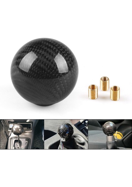 Çoğu Araç Dekorasyonu Için 3 Adaptörlü Stil Evrensel Karbon Fiber Manuel Vites Topuzu Klasik Yuvarlak (Yurt Dışından) modelleri