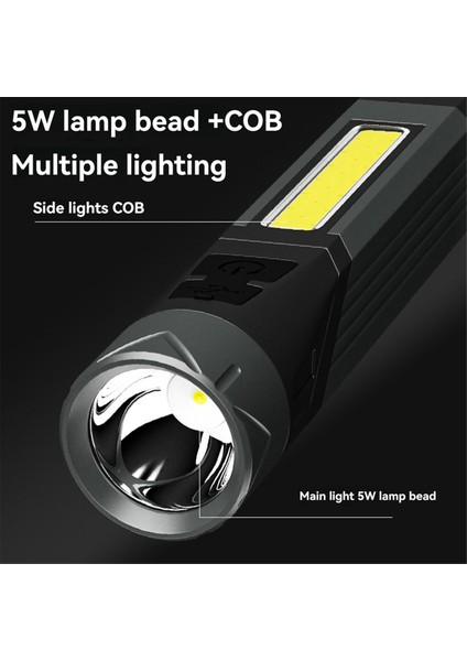 Çok Işlevli Katlanabilir El Feneri Cob Yan Işıklı Çalışma El Feneri (Yurt Dışından) fırsatları