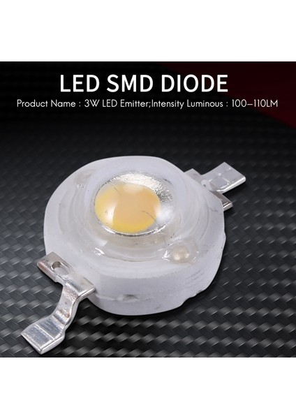 10 Adet Yüksek Güçlü 2 Pin 3W Sıcak Beyaz LED Boncuk Yayıcı 100-110LM (Yurt Dışından) modelleri