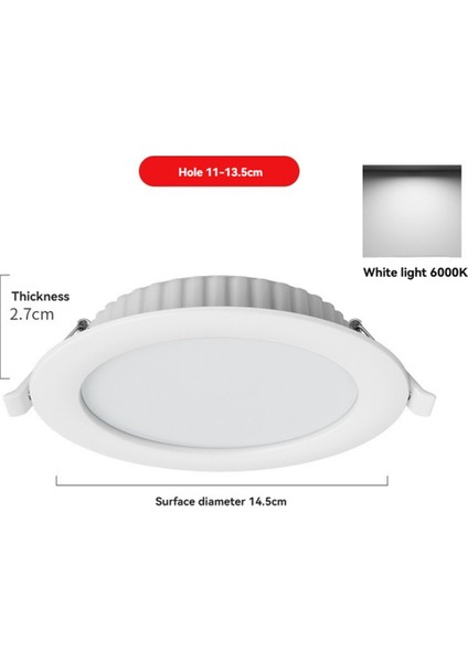 Adet 12W LED Gömme Yuvarlak Tavan Spot Beyaz Işık (Yurt Dışından) indirimleri