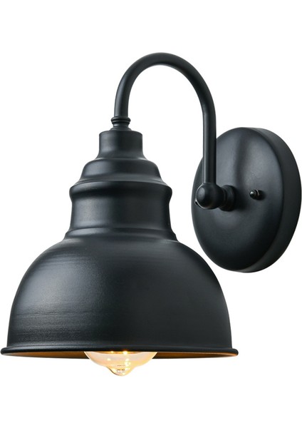 Vintage Duvar Apliği Kaz Boynu Ahır Düz Hafif Endüstriyel Vintage Çiftlik Evi Duvar Apliği Dış Mekan Su Geçirmez (Siyah) (Yurt Dışından)