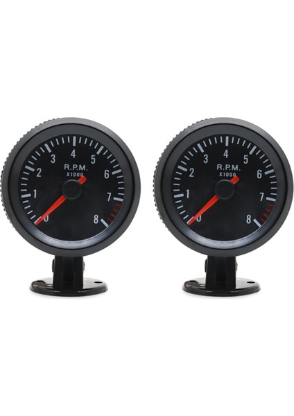 Adet 2 Inç 52 mm Araç Metre Takometre Rpm Ölçer 0-8000 Rpm Analog Siyah Kasa 1-8 Silindir Benzinli Araçlar Için (Yurt Dışından)