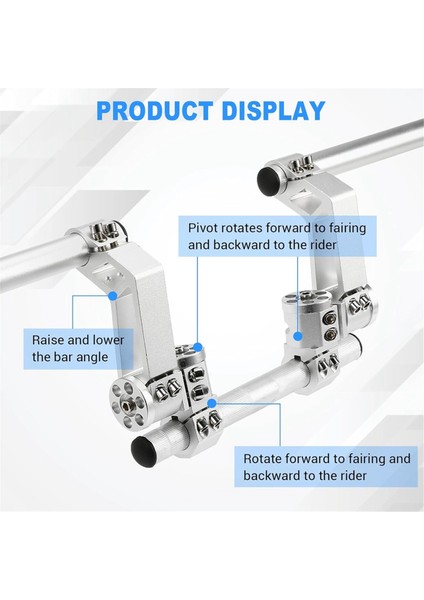 Ayarlanabilir Motosiklet Gidonu, Gidon, Çıkarılabilir Direksiyon Askıları, Gidon Sistemi 125CC Scooter Için Gümüş (Yurt Dışından)