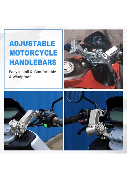 Ayarlanabilir Motosiklet Gidonu, Gidon, Çıkarılabilir Direksiyon Askıları, Gidon Sistemi 125CC Scooter Için Gümüş (Yurt Dışından) indirimleri