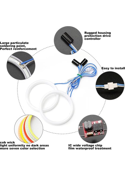 2 Adet Araba Halo Halkası Melek Gözü LED 60MM Beyaz Işık Motosiklet Araba Melek Gözü Su Geçirmez Sinyal Lambası 12V (Yurt Dışından) indirimleri
