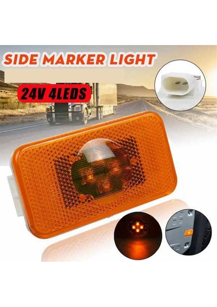 Volvo Kamyonlar Fm/fh Için 4 Adet 24V Araç Kamyon LED Yan Işaret Lambası Amber Gösterge Lambası 4 LED (Yurt Dışından) indirimleri