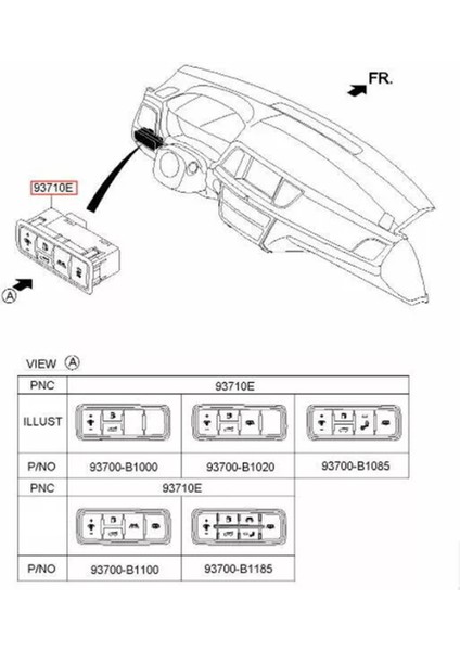 Hyundai Tucson IX35 2016-2021 Için Yan Çarpma Pedi Siyah Anahtarı 93710-D3350TRY Kısıcı Işık Şerit Yardım Anahtarı 93710D3350 (Yurt Dışından) fırsatları