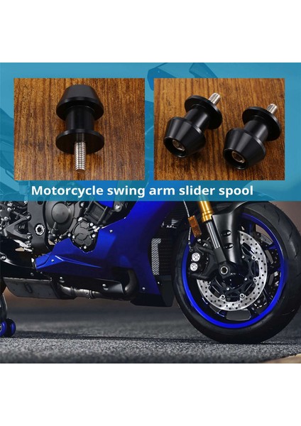 2 Adet M6 X1.5 Motosiklet Cnc Salıncak Kolu Kaydırıcı Makaraları Stand Vida Yamaha Aprilia (Siyah) (Yurt Dışından)