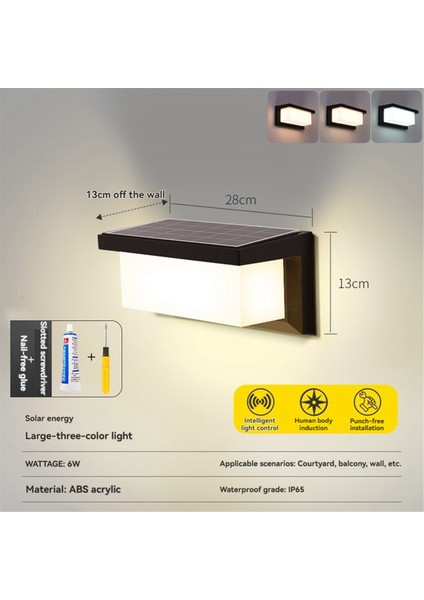6W LED Dış Mekan Veranda Işığı Güneş Enerjili Işık IP65 Akıllı Işık (Yurt Dışından) fiyatları