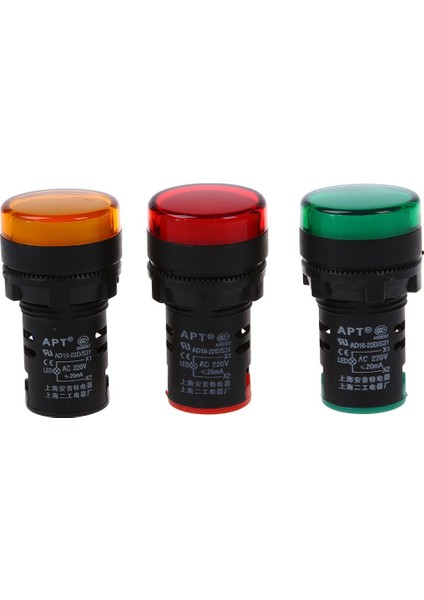 Kırmızı, Sarı-Yeşil Işık Lambası 22 mm LED Pilot Gösterge Paneli Ac 220 V 3 Adet (Yurt Dışından)