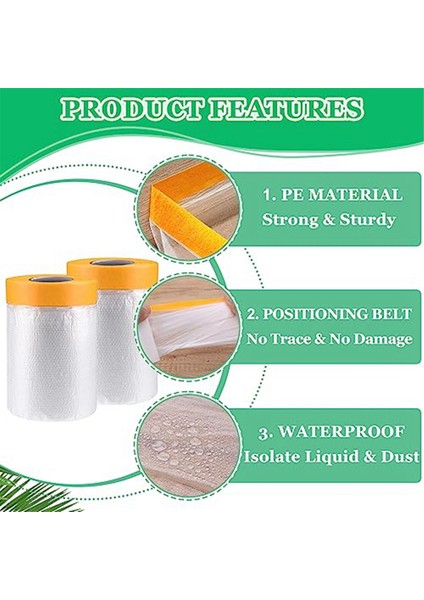 6'lı Paket Bant ve Örtü, 1,8X62,3 Ft Önceden Bantlanmış Maskeleme Filmi, Oto Boyama Kaplaması, Plastik Önceden Yapıştırıcı Film (Yurt Dışından) fırsatları
