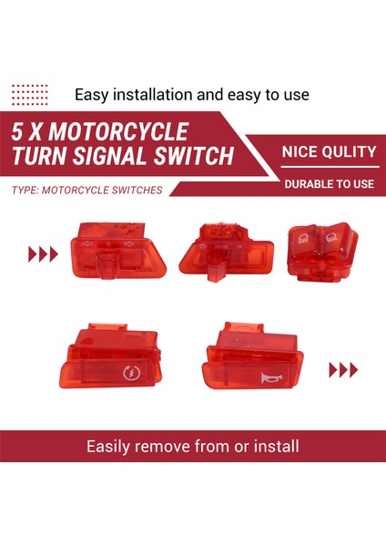 Motosiklet Dönüş Sinyal Anahtarı Uzak ve Yakın Işık Korna Düğmesi Scooter Gy6 50CC 125CC 150CC Honda Dıo AF17 AF18 Kırmızı (Yurt Dışından) indirimleri