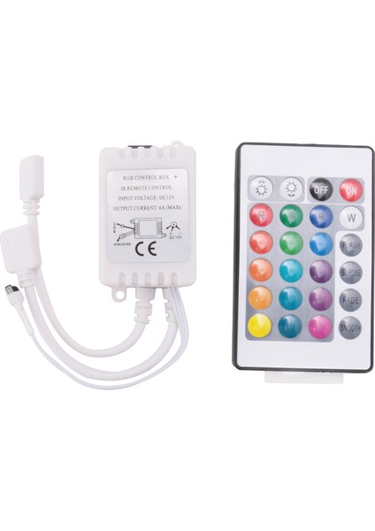 LED Şerit Işık Kontrol Cihazı, Rgb LED Şerit Işık Kontrol Cihazı + Kızılötesi Uzaktan Kumanda 24 Tuş (Yurt Dışından)