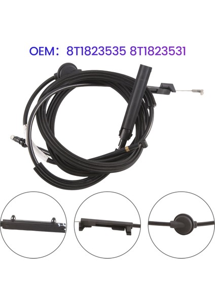 Audi A4 A5 S4 S5 Için 2 Adet Araç Arka + Ön Kaput Kilidi Mandalı Serbest Bırakma Kablosu 8T1823535 8T1823531 (Yurt Dışından)