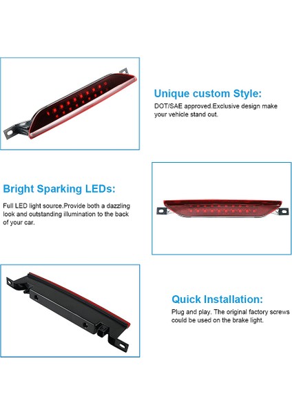 Araba Yüksek Montaj Üçüncü Fren Lambası Durdurma Sinyali Lambası Dodge Durango Kalibre Jeep Pusula Grand Cherokee Için Kırmızı Lamba (Yurt Dışından) fiyatları