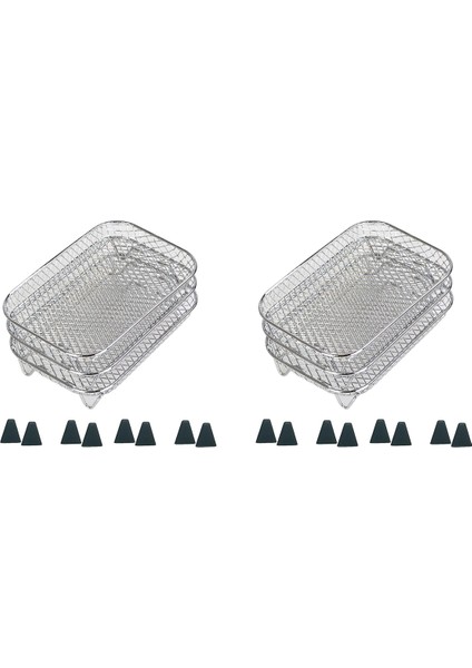 Ninja Çift Sepet Için 2x Hava Fritöz Rafı 3 Katman Pastırma Rafları Istifleme Ninja DZ201 Için Hava Fritöz Aksesuarları DZ401 (Yurt Dışından)