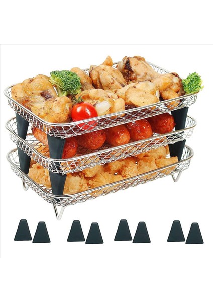 Ninja Çift Sepet Için 2x Hava Fritöz Rafı 3 Katman Pastırma Rafları Istifleme Ninja DZ201 Için Hava Fritöz Aksesuarları DZ401 (Yurt Dışından) fiyatları