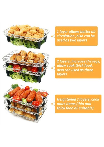Ninja Çift Sepet Için 2x Hava Fritöz Rafı 3 Katman Pastırma Rafları Istifleme Ninja DZ201 Için Hava Fritöz Aksesuarları DZ401 (Yurt Dışından) fırsatları