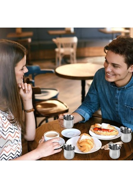 6pcs Çan Kremaları 90ML/3OZ Mini Krema Sürahi Paslanmaz Çelik Süt Sürahi Fincan Mini Kahve Sürahi Sütü Köpüren Sürahi (Yurt Dışından) indirimleri