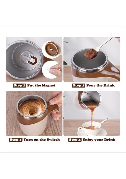 1pcs Tembel Kahve Karıştırma Fincan Otomatik Karıştırma Fincan Manyetik Dönen Elektrikli Süt Fincan Fincan 304 Paslanmaz Çelik A (Yurt Dışından) fiyatları