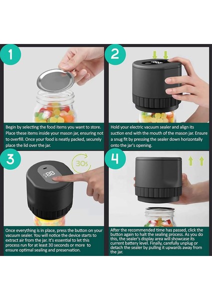 Ağız ve Normal Mason Kapakları Vakum Sızdırmazlık Makinesi ile Canning Kavanozları Için Elektrik Mason Kavanoz Vakum Sızdırmazlığı Siyah (Yurt Dışından) indirimleri