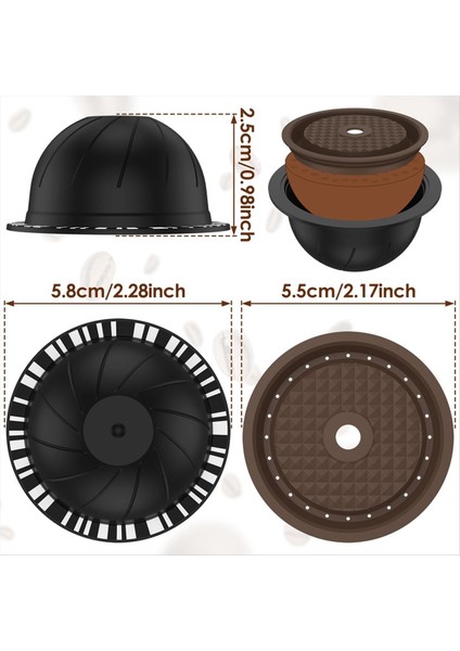5pcs Nespresso Makinesi Için Yeniden Kullanılabilir Vertuo Kapsüller 2 Silikon Kapaklı Kahve Kapsülü 1 Kaşık ve Fırça (230ML) (Yurt Dışından) fiyatları