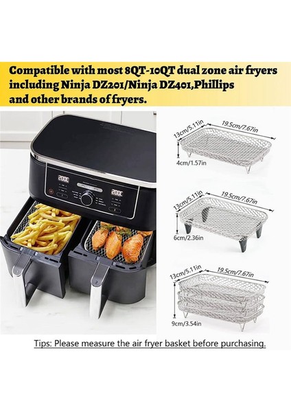 Ninja Çift Hava Fritözü Için Hava Fritöz Rafı Istiflenebilir Paslanmaz Çelik Kurtu (Yurt Dışından) fırsatları