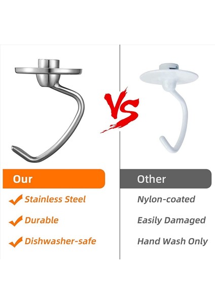 2x Paslanmaz Çelik Hamur Kancası Ek Mutfaklı Için 4 5-5 Quart Eğim Kafası Stand Mikser Yedek Parçalar Ekmek Kancaları (Yurt Dışından) modelleri