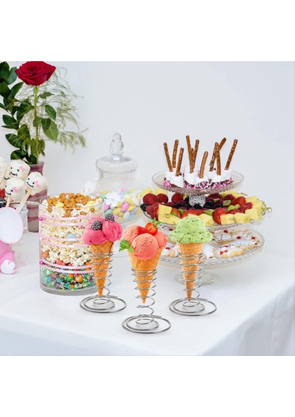 8 Paket Dondurma Koni Tutucuları Paslanmaz Çelik Koni Tutucular Pizza Koni Tutucuları Gıda Konisi Ekran Standları (Yurt Dışından) modelleri