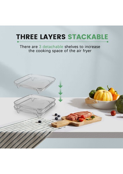 8 Inç Hava Fritöz Rafı Anında Girdap Havası Fritözü Için Philips Için Cosori Air Fritöz Için Kare Üç Istiflenebilir Dehidratör Rafları (Yurt Dışından) fiyatları