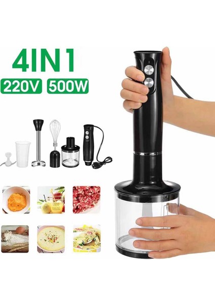 4 Arada 1 Güçlü Daldırma El Çubuğu Blender Mikseri Kıyıcı ve Smoothie Fincan Paslanmaz Çelik Buz Bıçağı Ab Fişini Içerir (Yurt Dışından) fiyatları