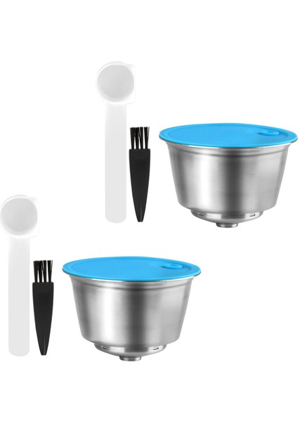 Nescafe/dolce-Gusto Seti Için Dolce-Gusto Paslanmaz Çelik Kahve Filtresi Için 2x Yeniden Kullanılabilir Kapsül (Kaşık ve Fırça Ile) (Yurt Dışından)