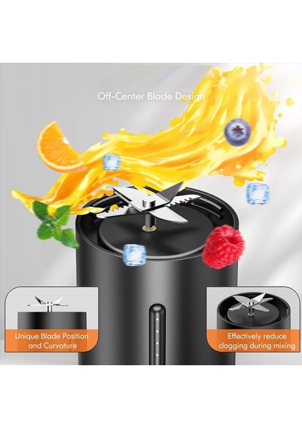 Taşınabilir Blender Shakes ve Smoothies Için Kişisel Boyut Blender 6 Ultra Keskin Bıçak 16 Oz USB Şarj Edilebilir Siyah (Yurt Dışından) indirimleri