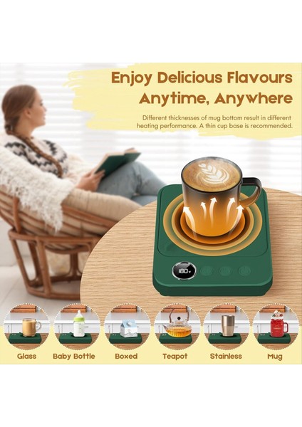 Kahve Fincanı Masa Elektrikli Isıtmalı Kupa Kupası Isıtıcı Otomatik Kapatma Ofis Masası Ev Mutfak Yeşil Eu Fiş (Yurt Dışından) fırsatları