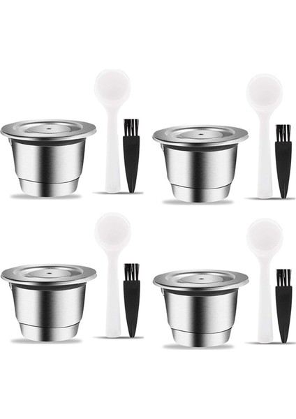 4x Espresso Doldurulabilir Kapsüller Yeniden Kullanılabilir Nespresso Pod Espresso Kahve Kapsül Paslanmaz Çelik Kapsüller Uyumlu (Yurt Dışından)