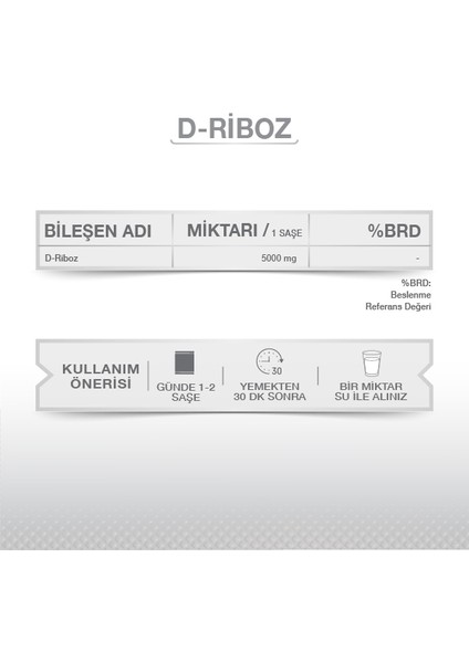 D-Riboz Toz Takviye Edici Gıda 30 Saşe 5000 mg Enerji Desteği İçin fırsatları