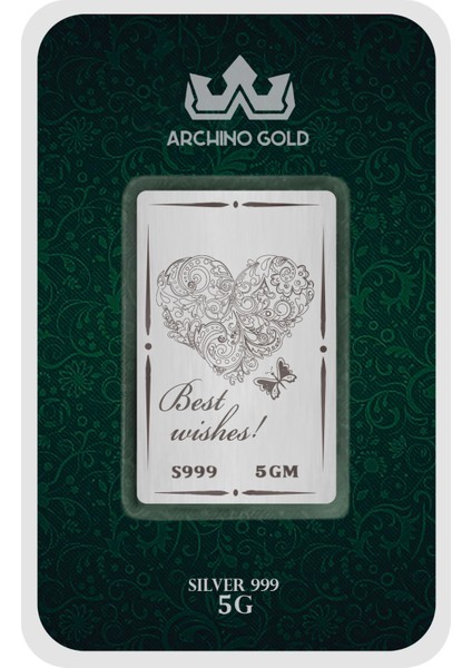 Aşkın ve Özgürlüğün Simgesi Olan Kalp ve Kelebek Temalı Hediyelik 5 Gram 999 Ayar Gümüş KÜLÇESI-712