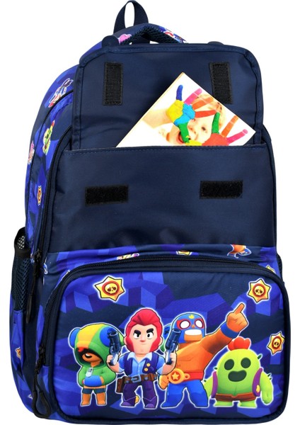 Kore Tarzı Kapaklı Lüks Erkek Çocuk Ortopedik İlkokul Çantası Folyolu Beslenme ve Kalemlik